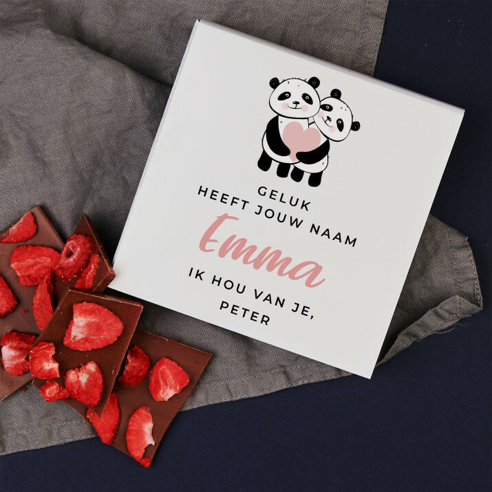 Geluk heeft jouw naam - Chocolade met aardbeien