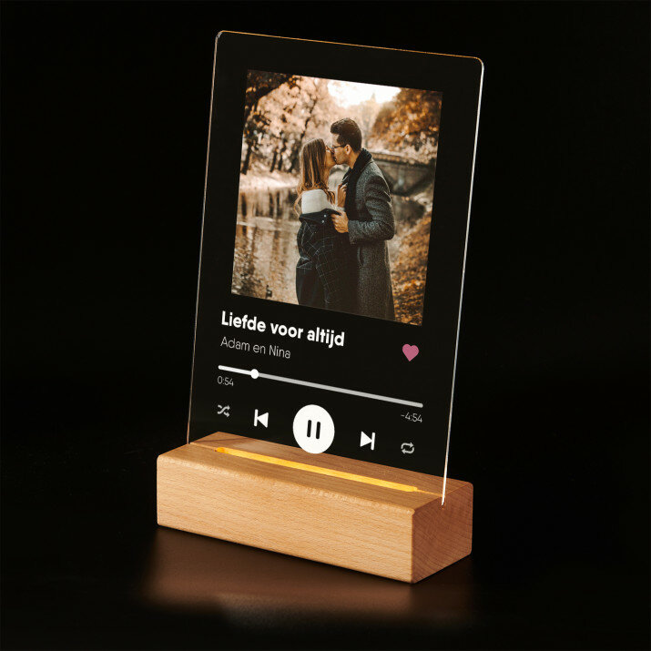Jouw liedje - Afdruk op acrylglas met LED- standaard