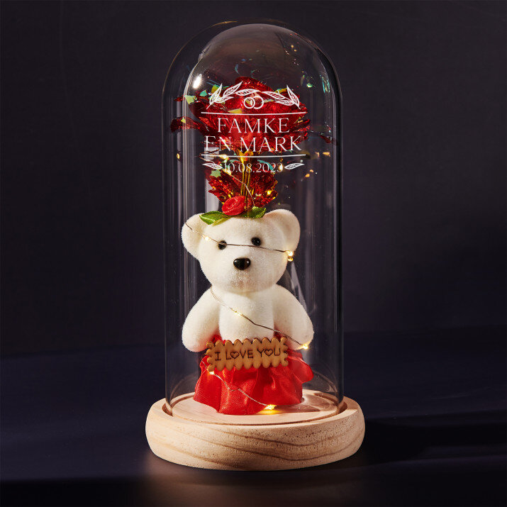 jullie dag - Een eeuwige roos met teddybeer