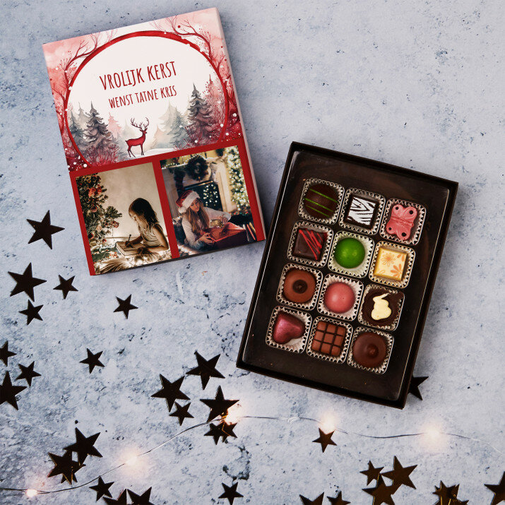 Vrolijk kerst rendier - Pralines van belgische chocolade