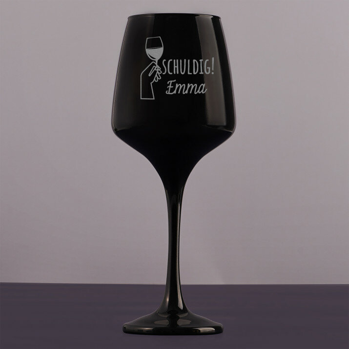 Schuldig - Zwarte wijnglas