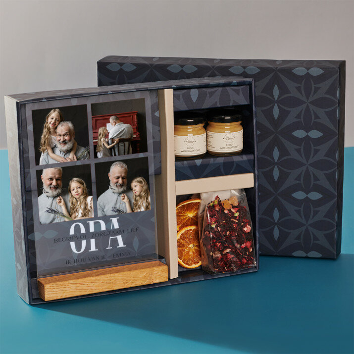 Cadeauset voor de opa met wijnglazen en badzout