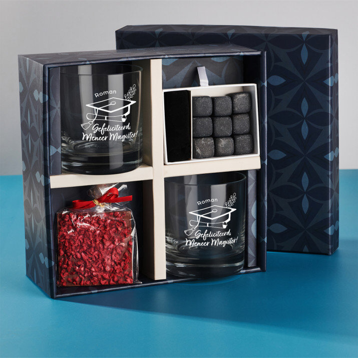 Cadeauset met voor de magister whisky glazen