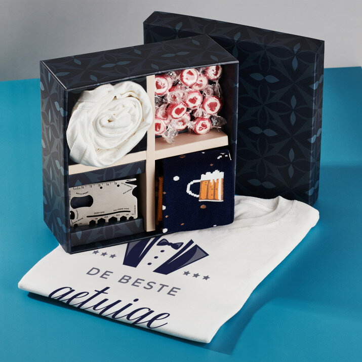 Cadeauset voor de getuige met heren t-shirt