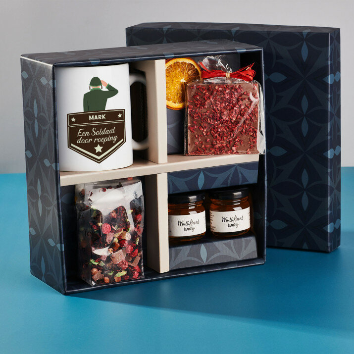 Cadeauset voor de soldaat met mok en thee