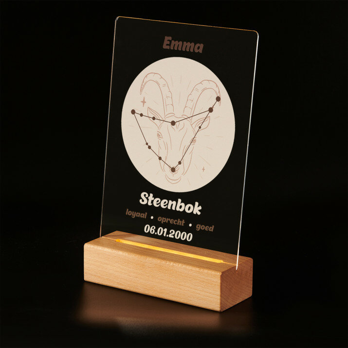 sterrenbeeld-steenbok - Afdruk op acrylglas met LED- standaard