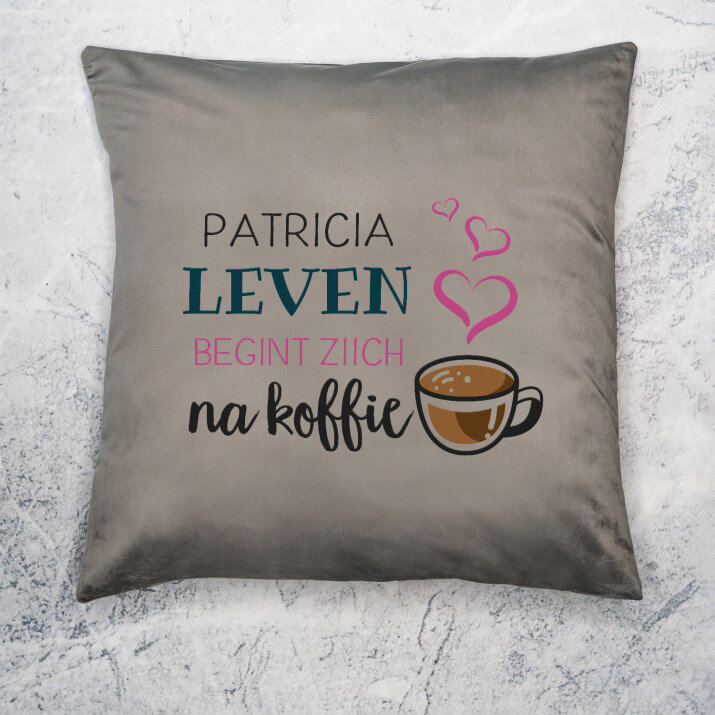 Leven na koffie - Kussen