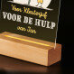 Voor de kleuterjuf voor de hulp - Afdruk op acrylglas met LED- standaard