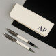 Schrijfset in lederen etui - Initialen