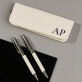 Schrijfset in lederen etui - Initialen