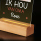 Ik hou van oma - Afdruk op acrylglas met LED- standaard