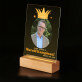 Onze vader is wereld kampioen - Afdruk op acrylglas met LED- standaard