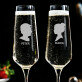 van profiel - twee gegraveerde champagneglazen