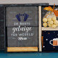 Cadeauset voor de getuige met afdruk op glas en noten in witte chocolade