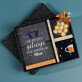 Cadeauset voor de getuige met afdruk op glas en noten in witte chocolade
