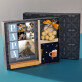 Cadeauset voor de vader met afdruk op glas en noten in witte chocolade