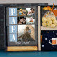 Cadeauset voor de vader met afdruk op glas en noten in witte chocolade