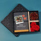 Cadeauset met voor de geliefden afdruk op glas en chocolade