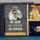 Cadeauset voor de 40e verjaardag met afdruk op glas en noten in witte chocolade