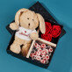 Cadeauset met voor de valentijn een knuffeldier