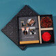 Cadeauset met voor de valentijn afdruk op glas en chocolade